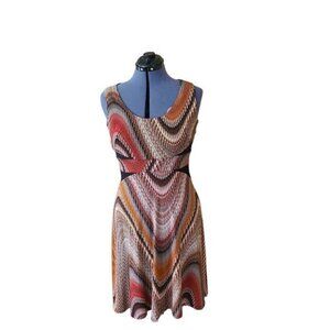 Perceptions sleeveless fit and flair orange red brown dress petite size 6